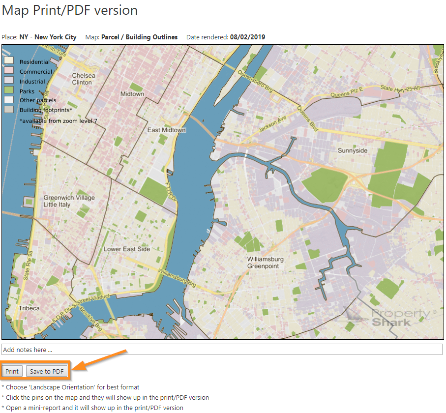 Export Maps – PropertyShark Help Center